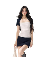Navy Blue Cropped Shrug & Dress Set