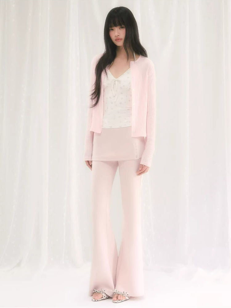 Faux Layered Micro Flare Pants