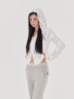 Jacquard Lace Hooded Top