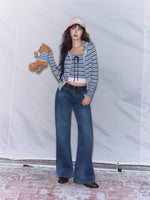 Vintage Washed Bow Embroidered Jeans
