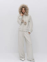 Fur Trim Knit Lounge Set