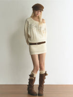 Fair Isle Asymmetric Knit Mini Dress