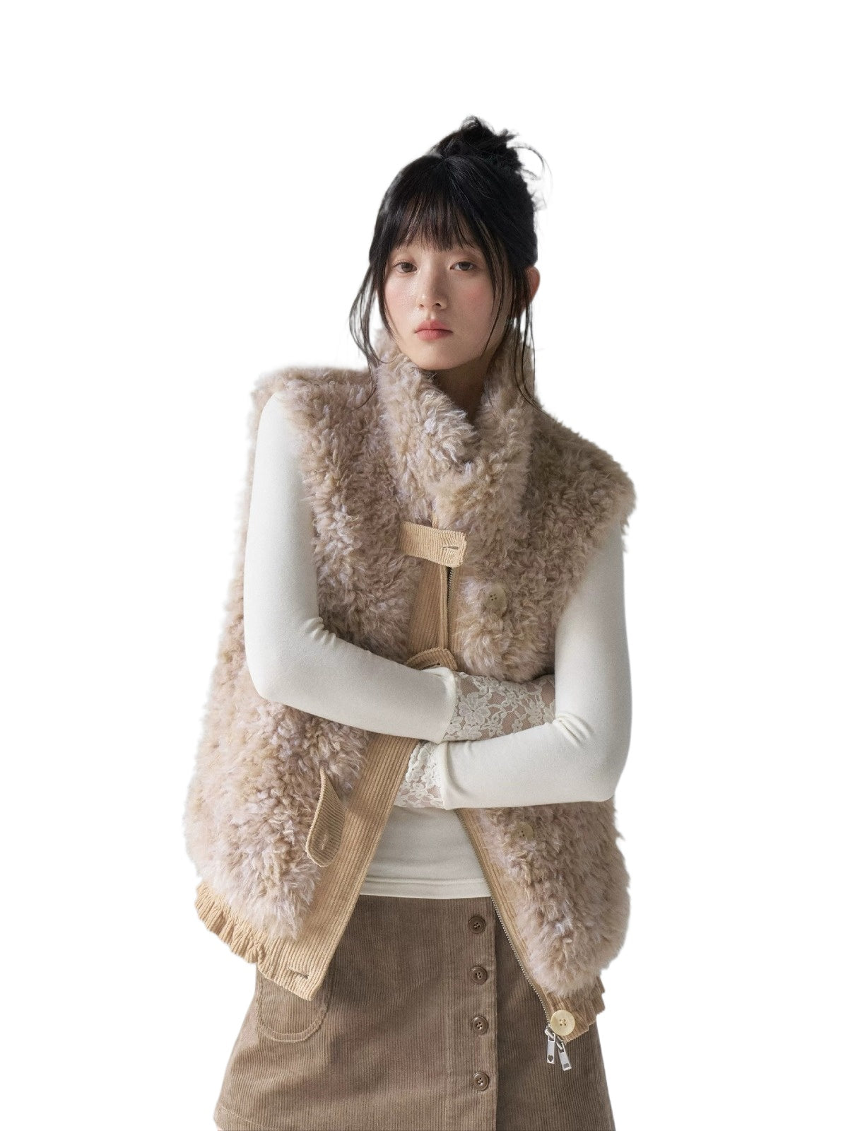 Vintage Ruffle Trim Patchwork Vest