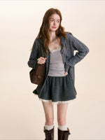 Chain Embroidered Knit Cardigan