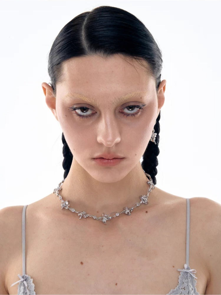 Geometric Cross Snake Chain Choker