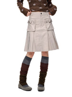 Pleated A-Line Midi Skirt