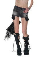 Cross Cutout Denim Shorts