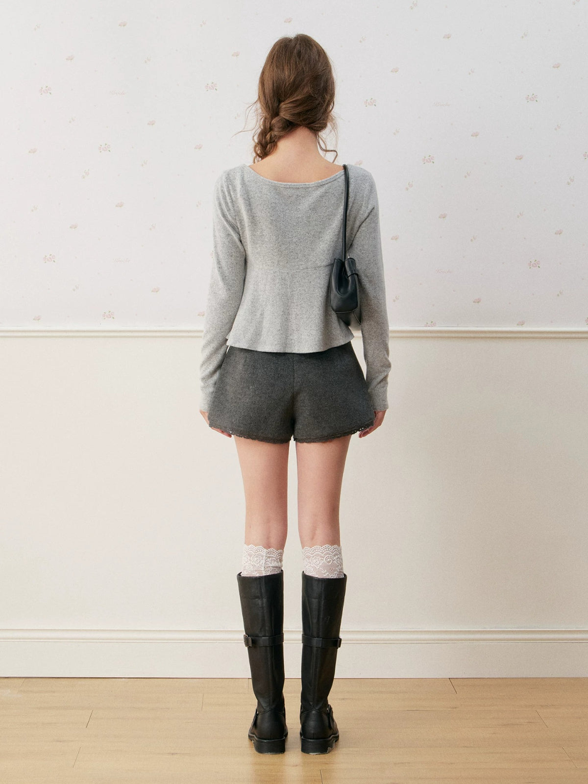 Velvet Tie Front Knit Layered Set