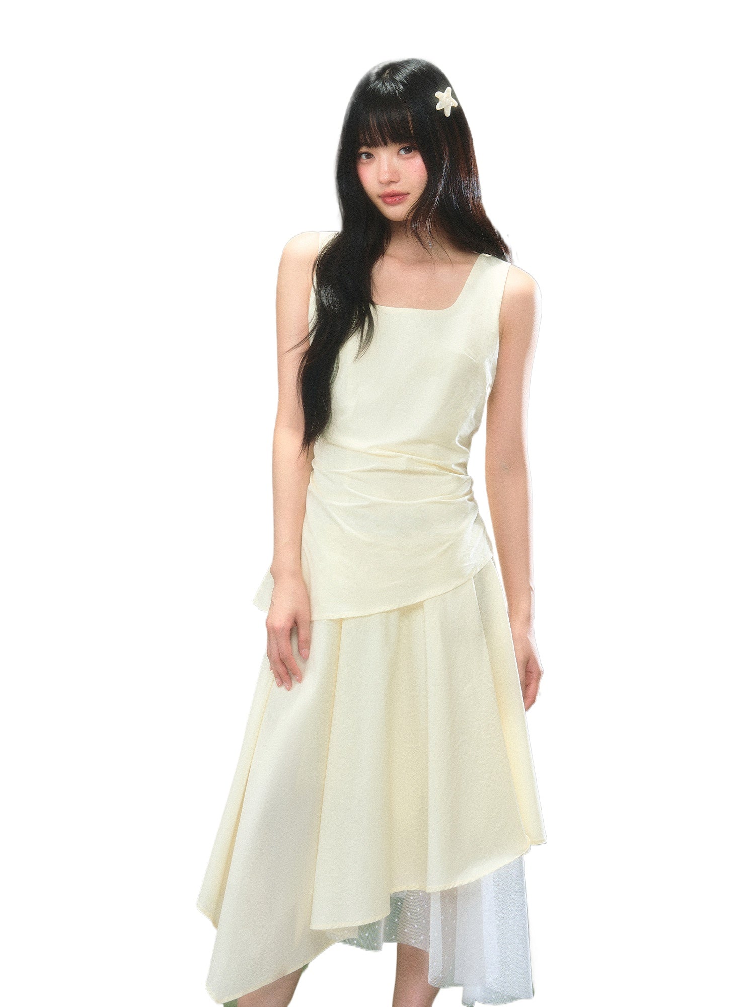Asymmetrical Square-neck Dress