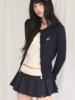 Contrast Waist Pleated Mini Skirt