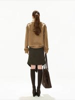 Asymmetric Fur Collar Coat