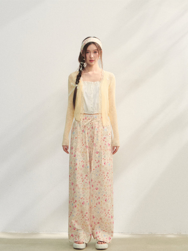 Lace Trim Knit Cover-Up