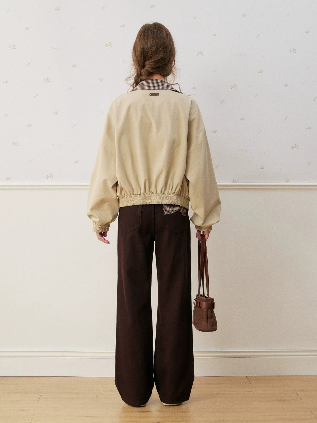 Chocolate Plaid Straight Jeans