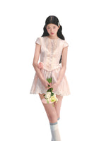 Pink Embroidered Waist - cinched Dress
