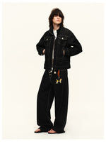 Asymmetric Button Straight Jeans
