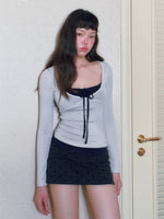 Drawstring Layered V-Neck Top