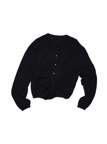 Solid Balloon Hem Wool Cardigan