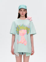 Illustrated Colorful Bear Round-Neck T-Shirt