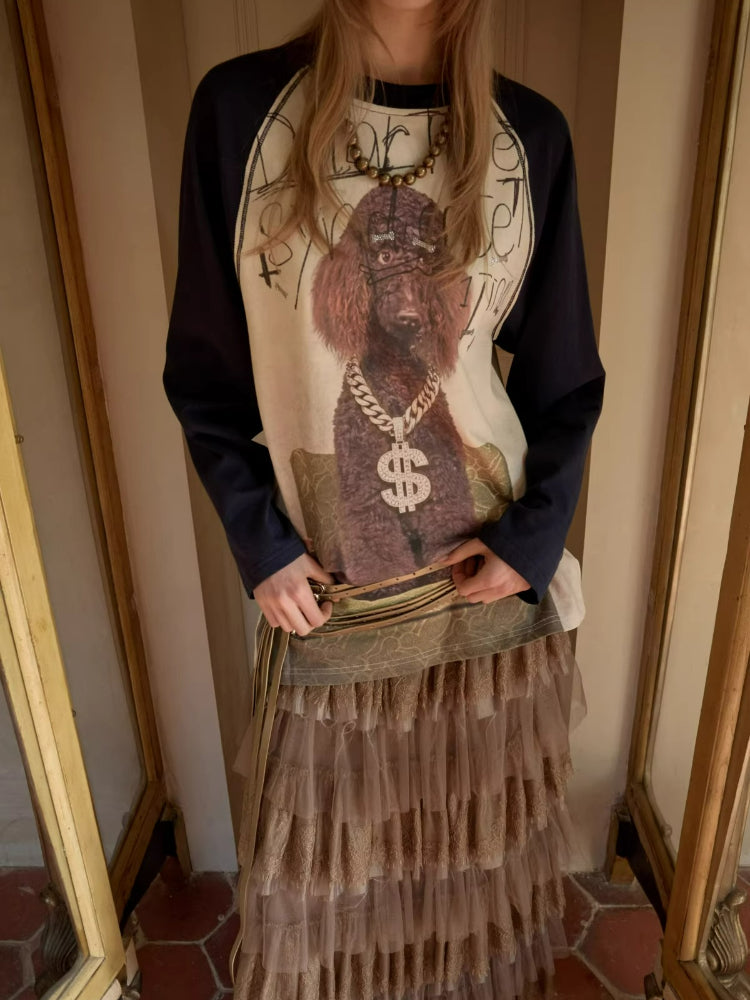 Bone Rhinestone Raglan Tee