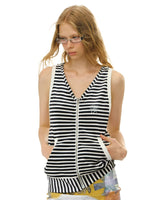 DeD-moji Stripe Open-Back Hooded Vest