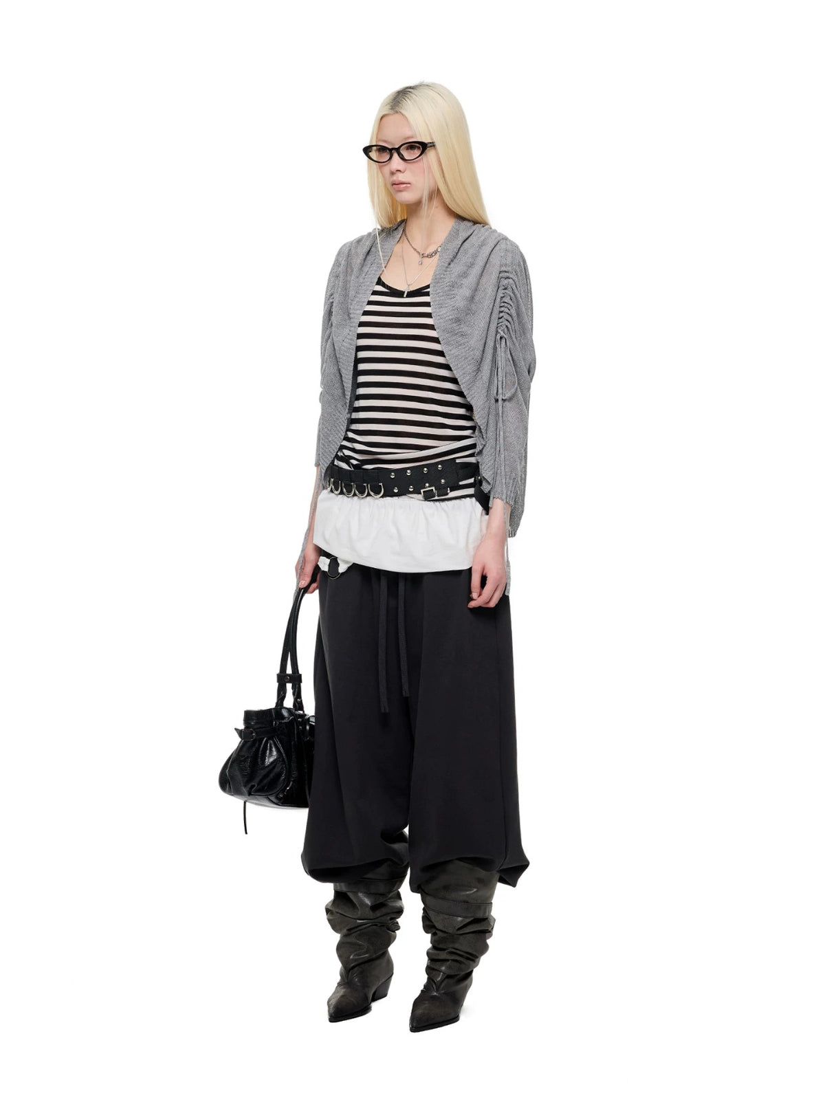 Korean Drawstring Knit Cardigan