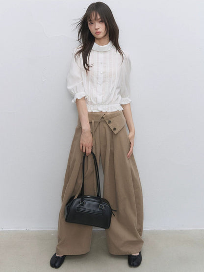 White Lace Ruffle Blouse