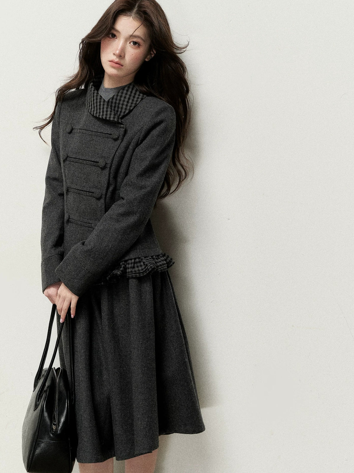 Vintage Double-Breasted Jacket &amp; Midi Skirt Set