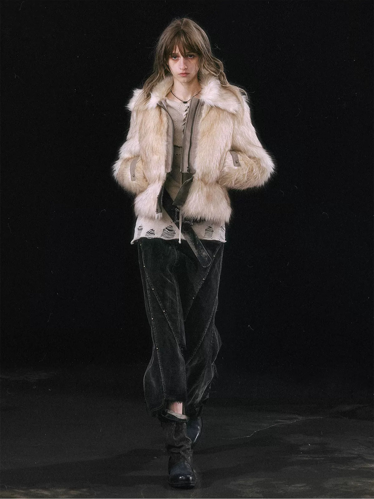 Detachable Hem Faux Fur Jacket