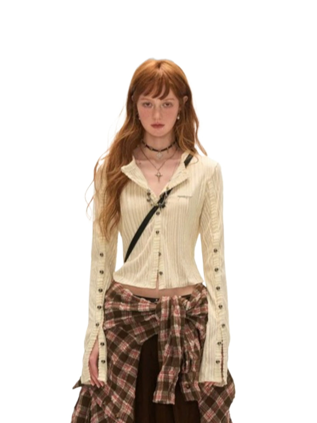 Striped Multi-Button Knit Cardigan