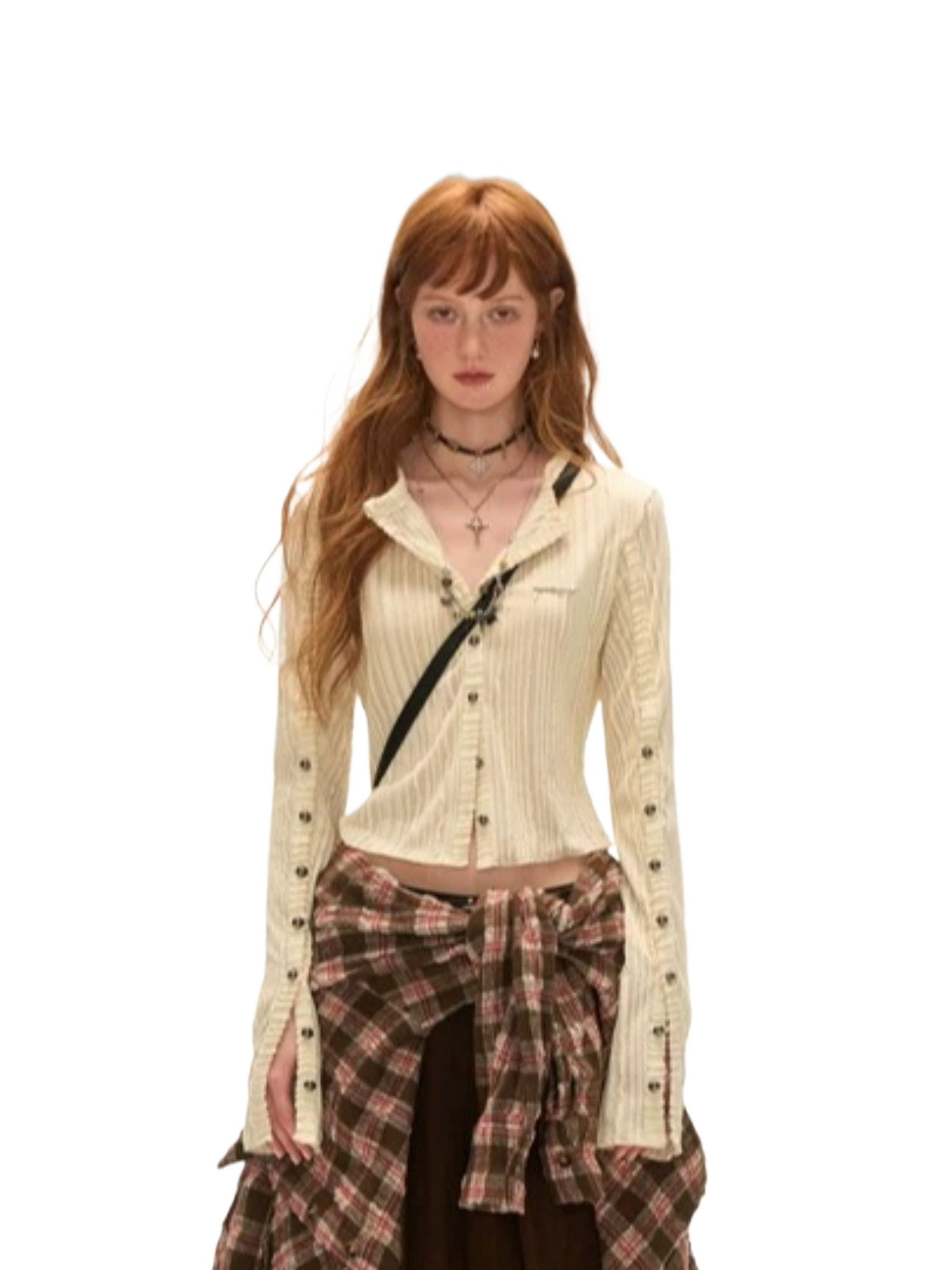 Striped Multi-Button Knit Cardigan