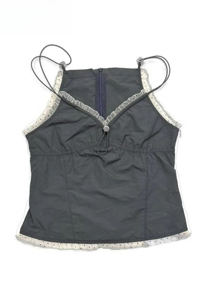 Two-Layer Colorblock Tie-Strap Vest Set