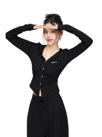 Pleated Knit Cropped Top &amp; Pants Set
