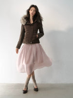 Fur-Trimmed Hooded Panelled Down Jacket