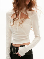 Cutout Lace-Up Fitted Long Sleeve Top