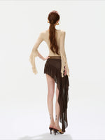 Ruched Mesh Chain Top