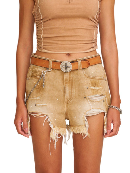 Rage Rush Denim Shorts Wild Cowboy Brown