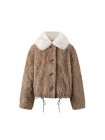 Color-block Faux Fur Coat