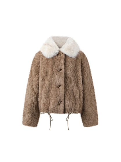 Color-block Faux Fur Coat