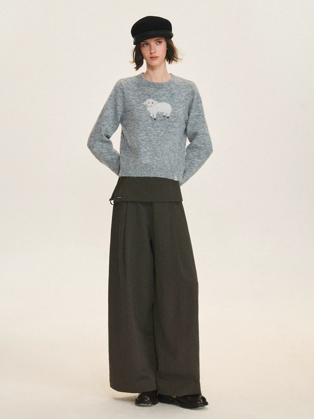 Layered Tie Waist Barrel Trousers