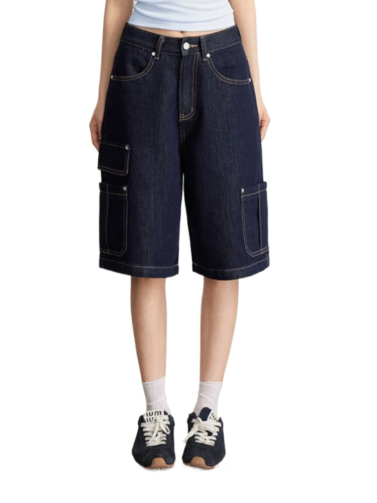 Cargo Denim Bermuda Shorts