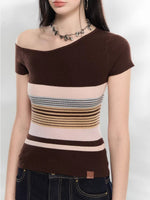 Stripe Asymmetric Knit Top