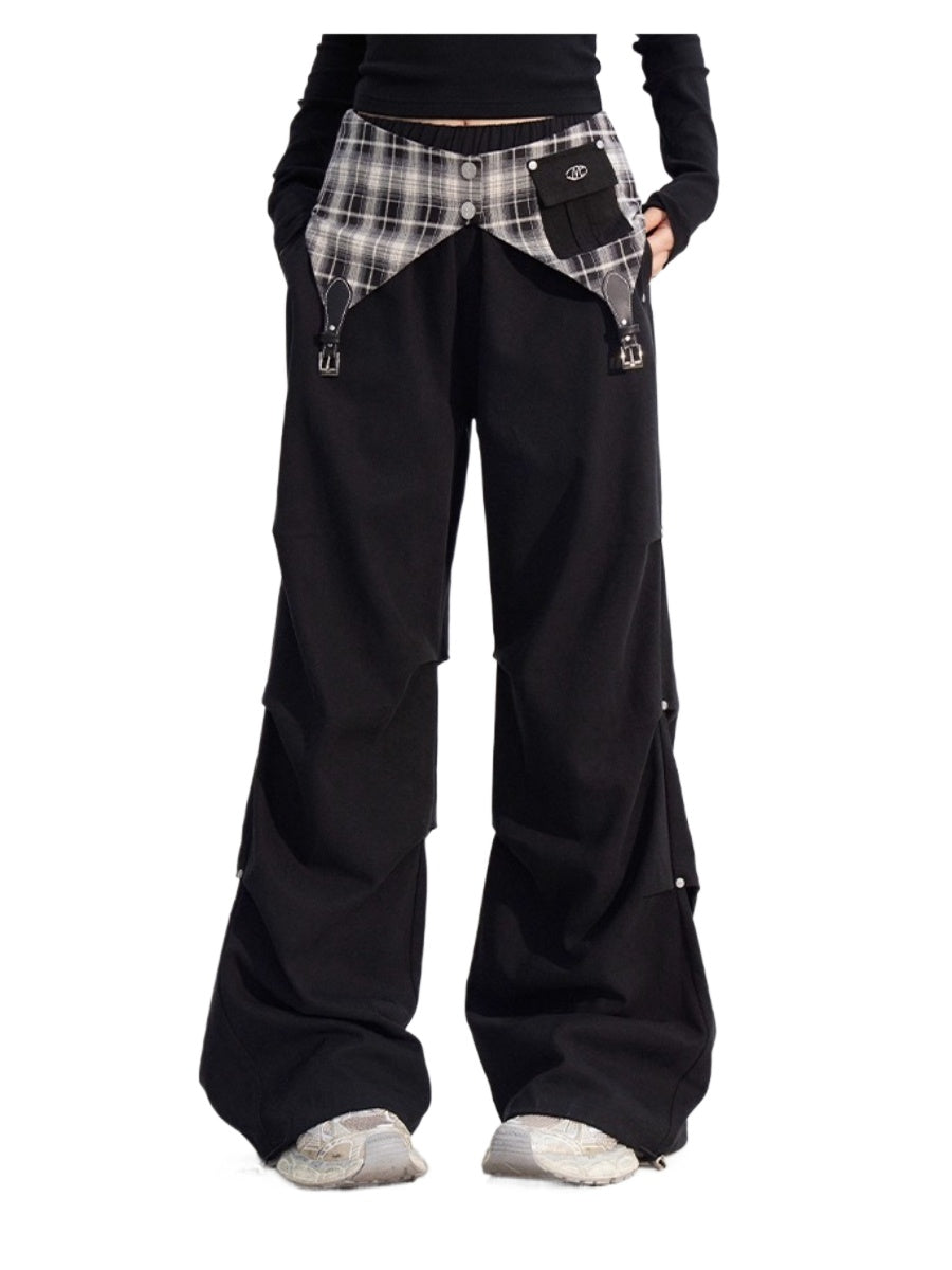 Two-Way Plaid Cotton Utility Pants