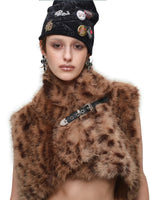 Leopard Print Faux Fur Belt Vest