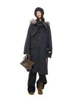 Hooded Wool Blend Long Coat