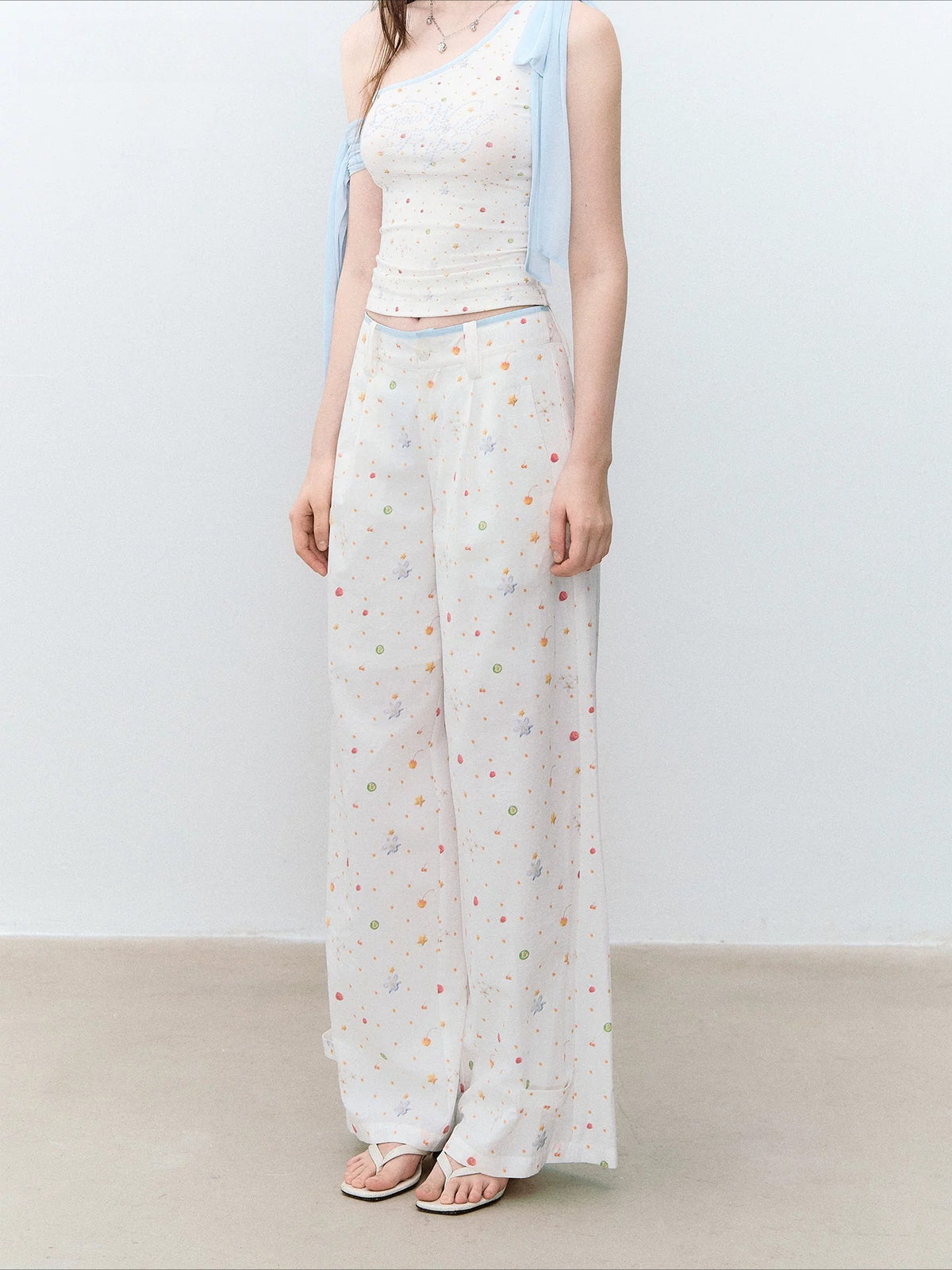 Printed Wide-Leg Pants
