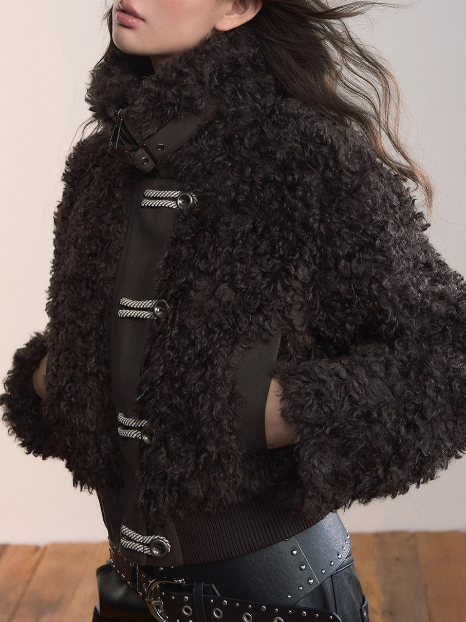 High-Neck Faux Fur Jacket