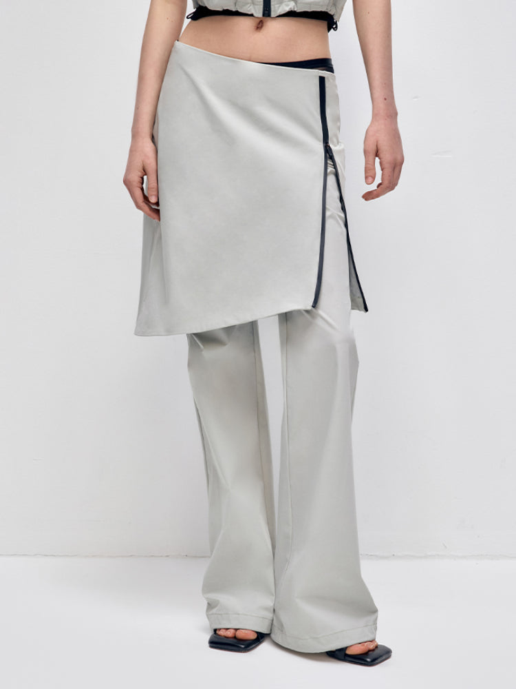 Color-block Hooded Zipper Vest &amp; Pant Set