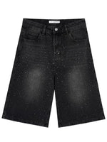 Rhinestone Washed Denim Culottes