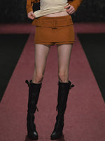 Wide Belt Skirt Shorts