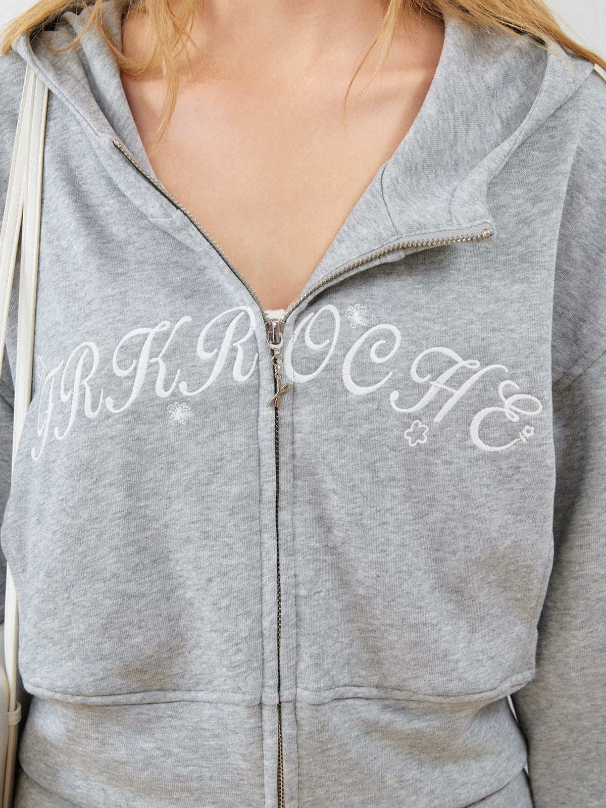 Contrast Embroidered Zip Hoodie &amp; Skirt Set